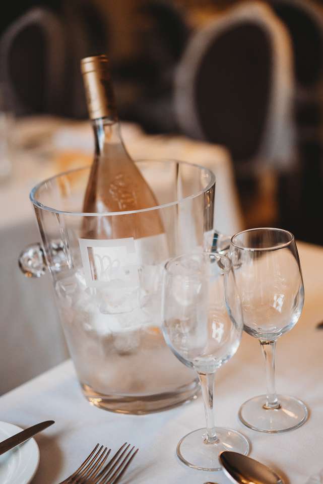 Chilled rose wine in an ice bucket at Greenwoods Ellis Restaurant