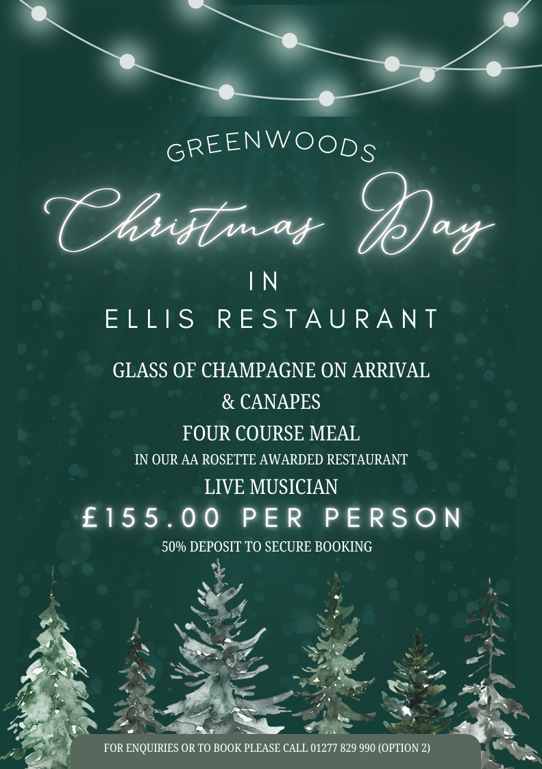 Christmas Day 2026 Ellis Restaurant Poster Image. Christmas Day fine dining in Ellis restaurant.