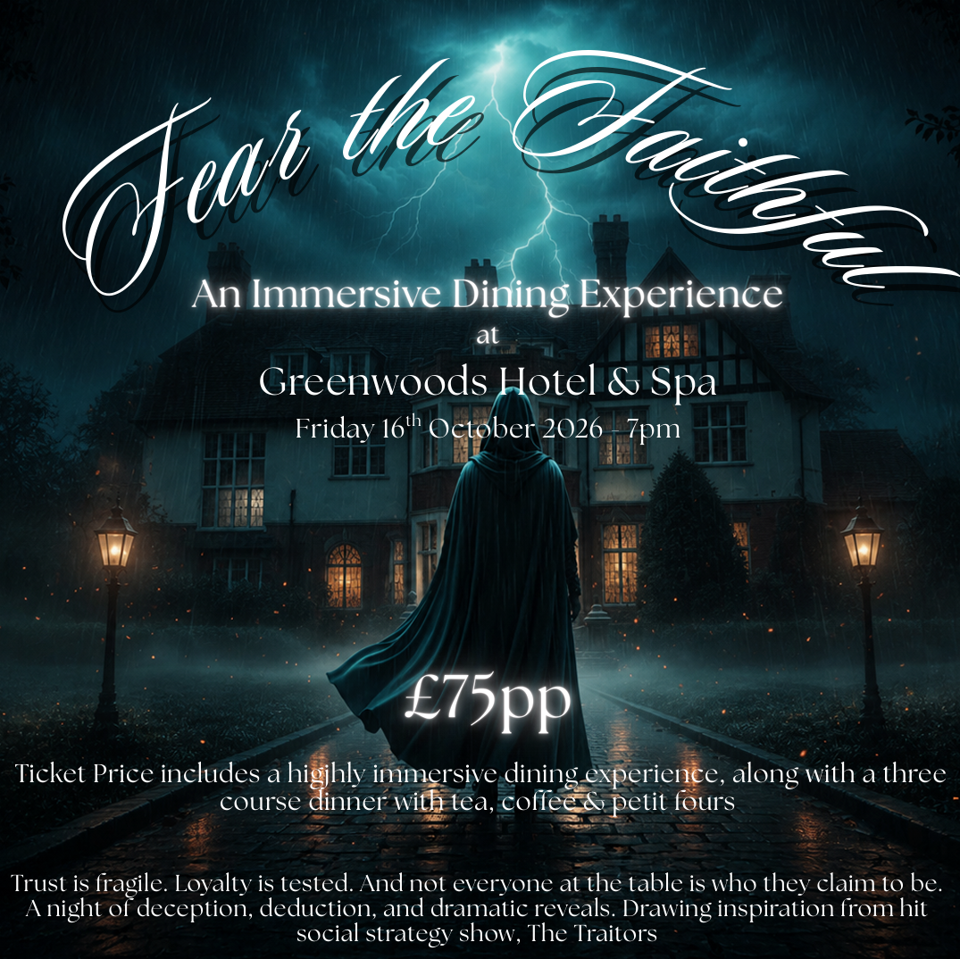 Fear the Faithful immersive dining experience poster at Greenwoods Hotel and Spa on Friday 16 October 2026