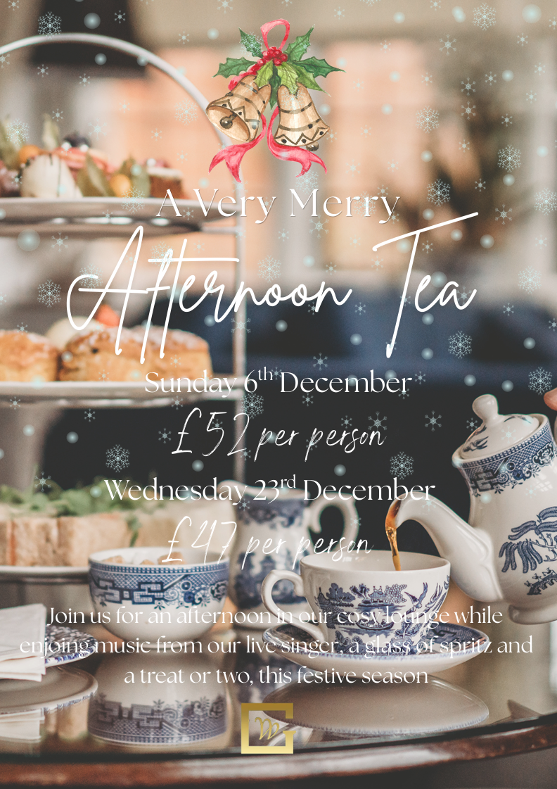 A Very Merry Afternoon Tea at Greenwoods Hotel & Spa in Essex, with festive afternoon tea, a glass of spritz and live Christmas music in December 2026.